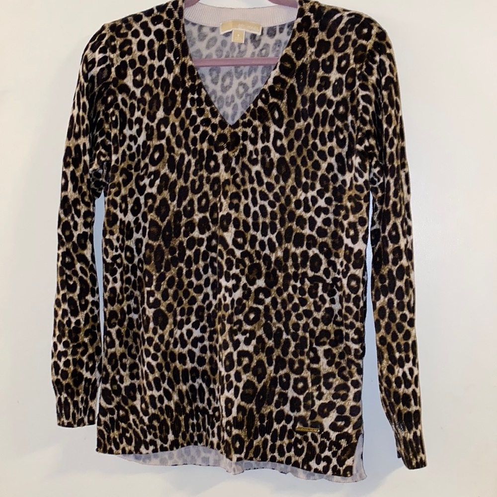 MICHAEL Michael Kors leopard print v-neck pullover sweater